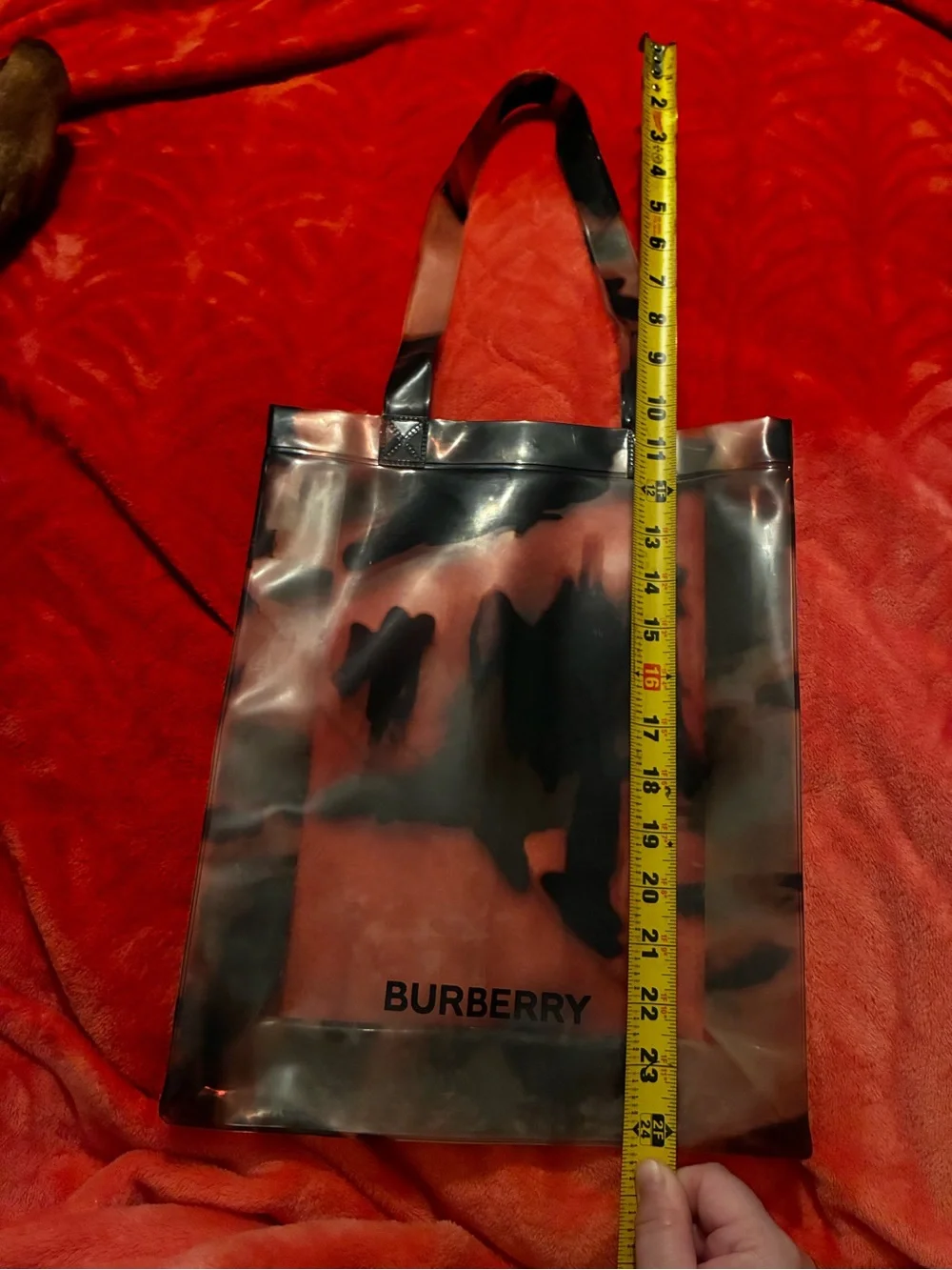Burberry Black and Brown Marbled Vinyl Tote Bag
